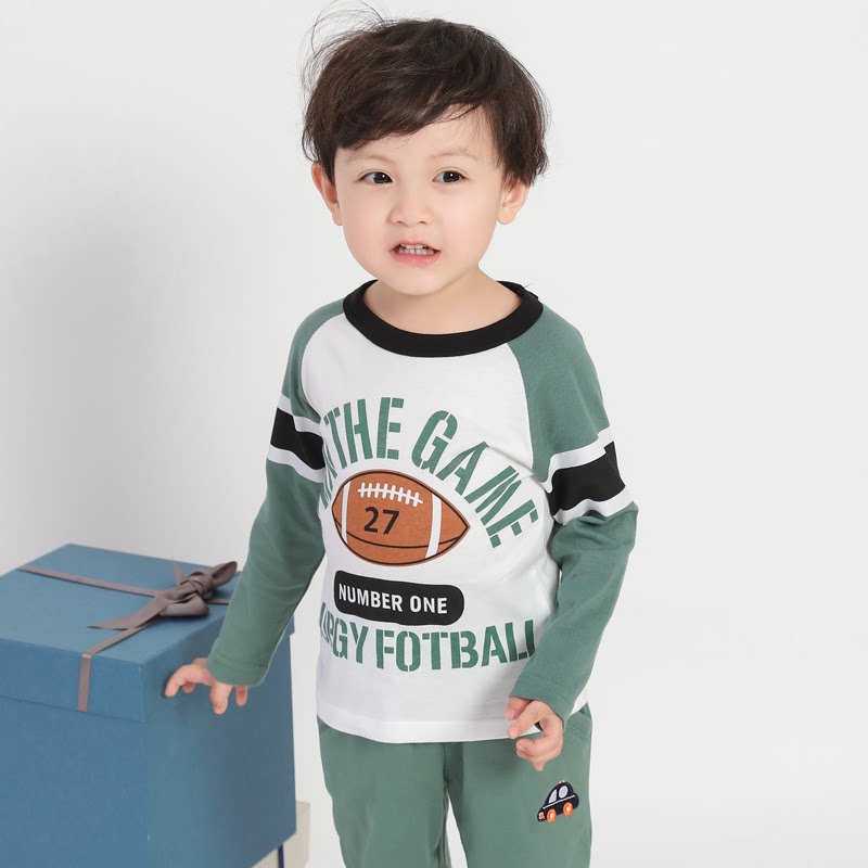 27kids品牌男童洋气秋装童装外贸打底衫儿童T恤字母长袖上衣纯棉