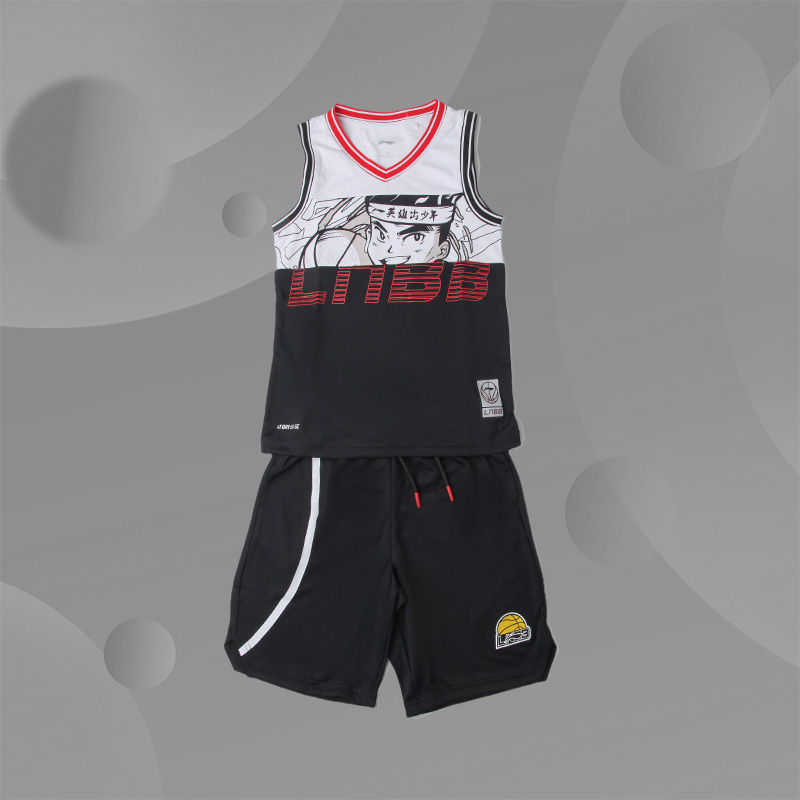 正品李宁童装夏款男童中大童速干 运动篮球套装儿童服YATS013