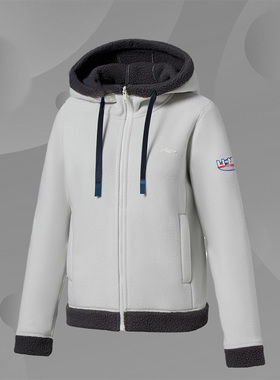 李宁冬季新款女子开衫抓绒衣健身羊毛羔加绒保暖外套 AENR006