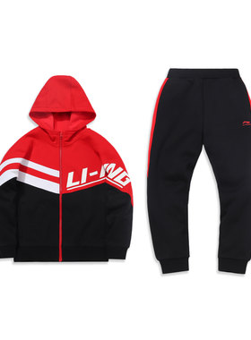 Lining/李宁正品冬季儿童加绒开衫连帽收口运动休闲套装YWEQ029