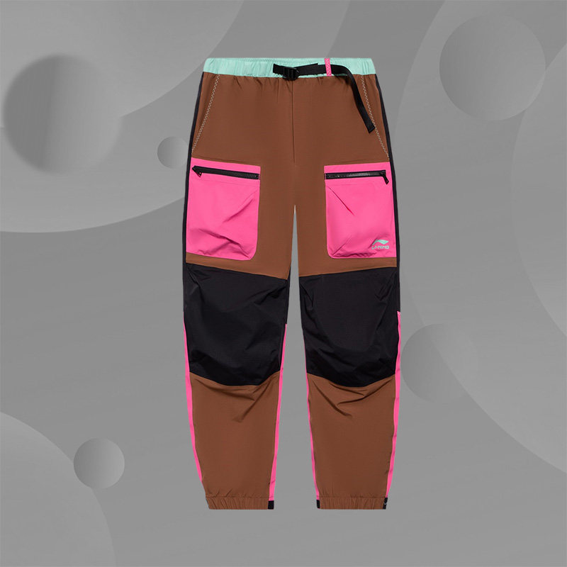 中国李宁新品春季潮流音乐节男拼接休闲裤宽松运动裤AKXS095