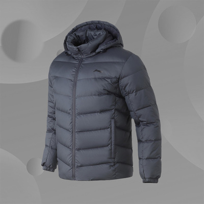 李宁羽绒服冬季新款男子加厚保暖白鸭绒短羽绒外套AYMQ063