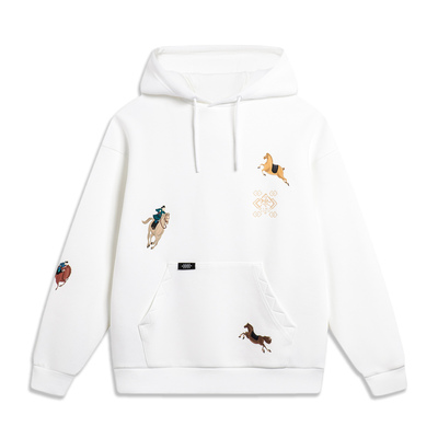 Lining/李宁正品冬季男子中国文化系列宽松套头连帽卫衣AWDTE21