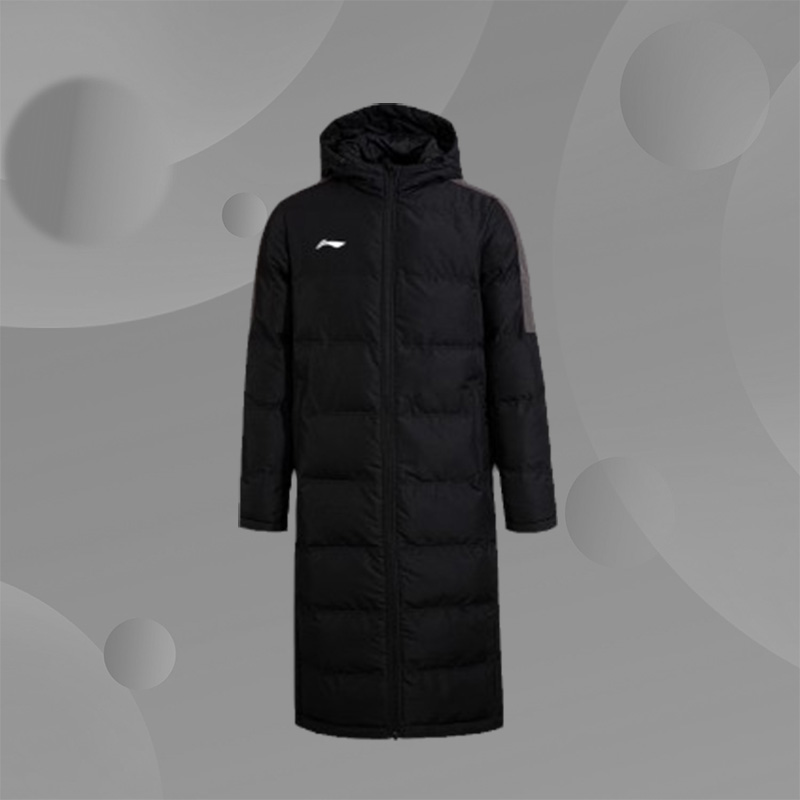 李宁男子冬季新款过膝加厚保暖运动中长款棉服棉袄AFMR481