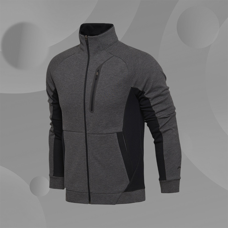 李宁运动卫衣男子冬季新款时尚休闲舒适保暖开衫无帽外套AWDM655