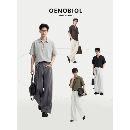 男士桑蚕丝半拉链免烫抗皱T恤