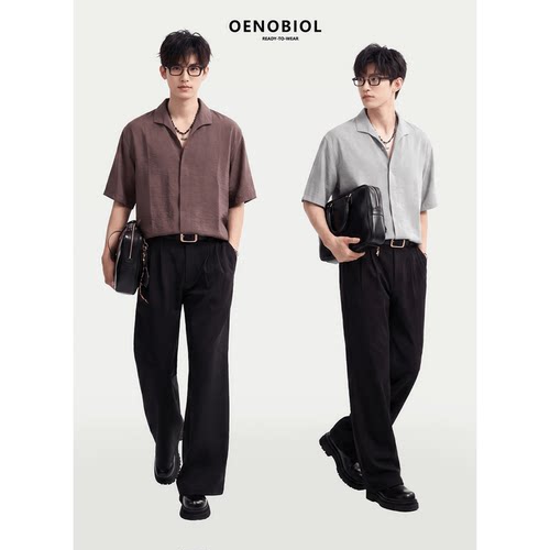 真丝凉感透气男士短袖衬衫