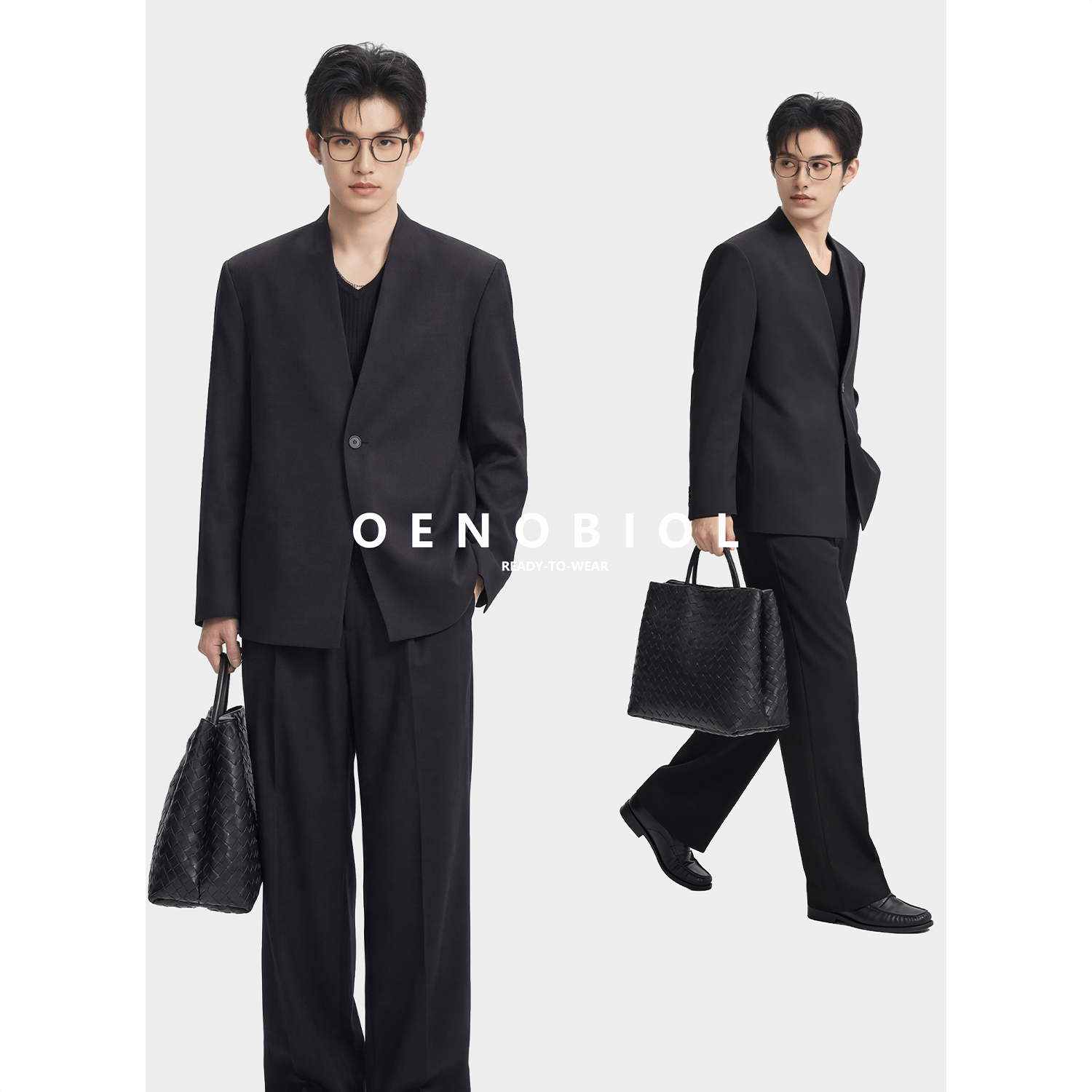 【轻商务】新款男士复古简约春高级感西服双排扣外套宽松西裤套装