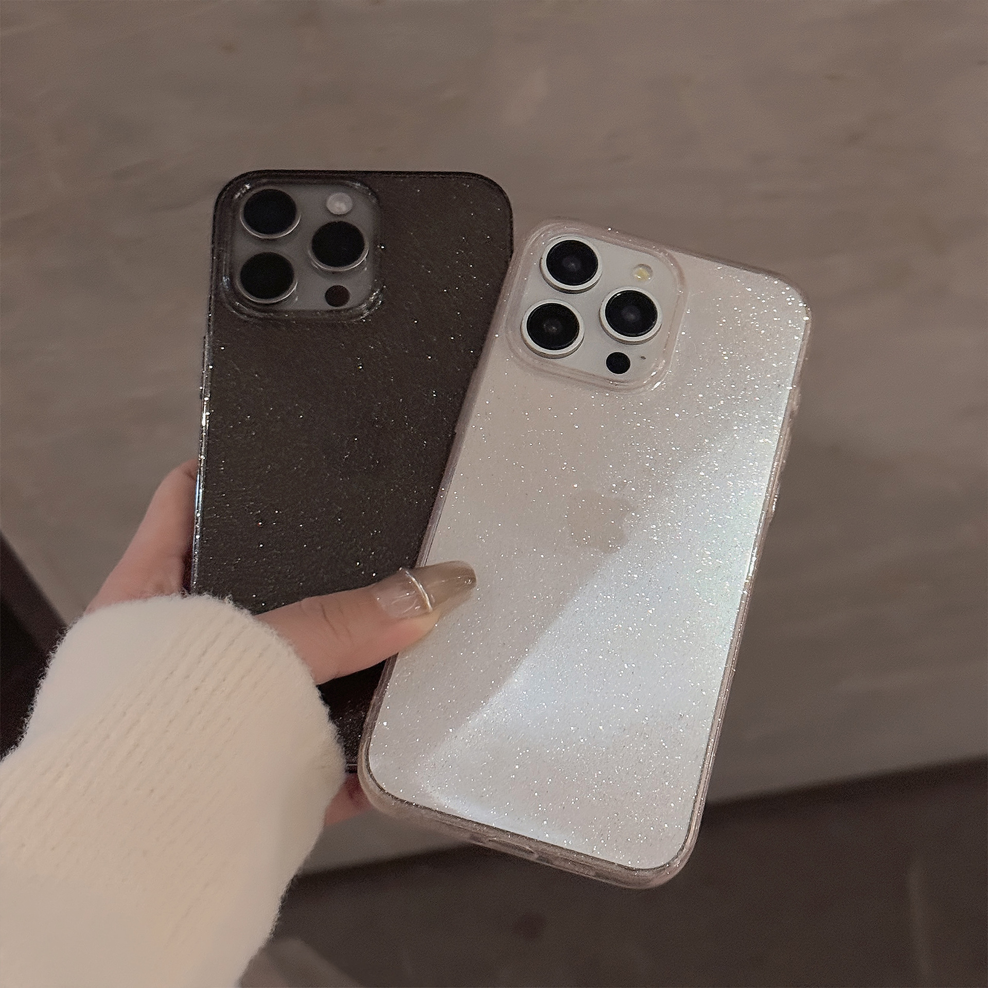 官官同学新款粉色闪粉适用苹果16promax手机壳iphone15透明软壳14简约13高级感12全包11少女15pro好看保护套