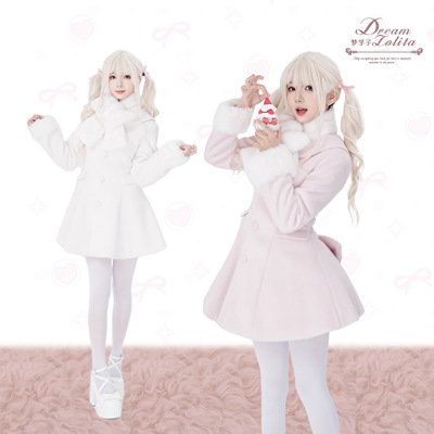 初恋*仿狐狸毛秋冬少女百搭毛呢大衣