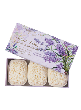 意大利S.A.F芙罗蒂诺紫雾薰衣草香氛皂礼盒125g*3沐浴伴手送礼袋