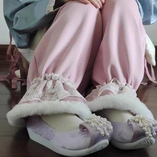 原创新款儿童保暖百搭加绒衬裤儿童汉服打底裤儿童拜年保暖居家裤