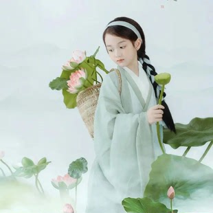 六一魏晋风清平调东波儿童汉服大袖衫亲子装交领直裾日常春秋女款