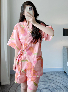 汗蒸服女2022新款纯棉洋气高档桑拿浴服套装性感开衫系带和服SPA