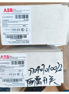 ABB转换开关OT160EV03全新原装正品数量2个有议价 维修