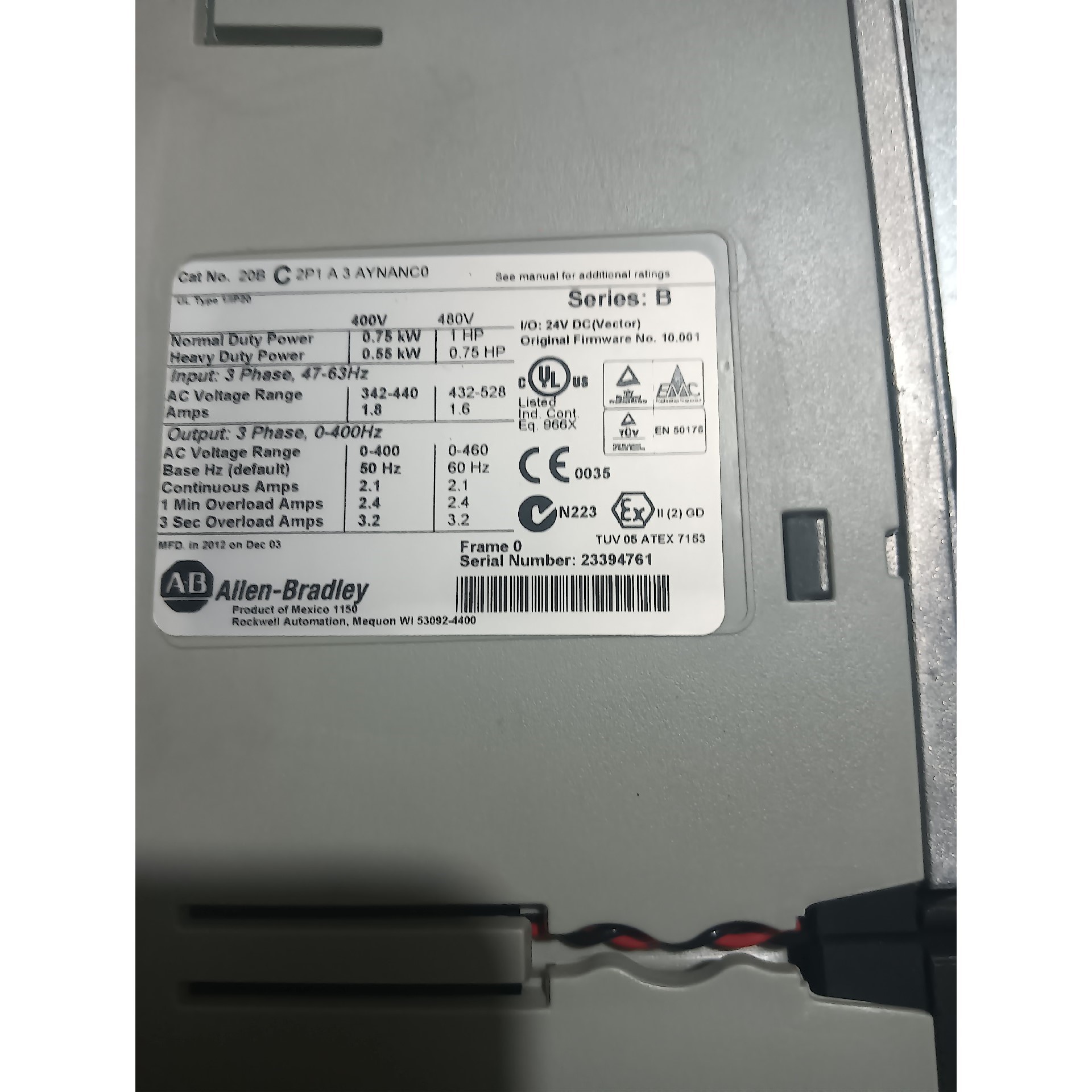 工程剩余全新无包装AB罗克韦尔变频器 20BC2P1A 3 议价 维修