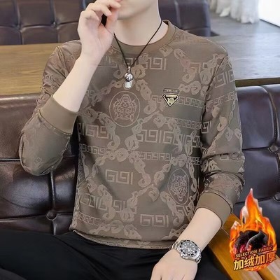 圆领卫衣男款潮牌早春秋无帽新款重磅秋冬加绒加厚男装外套上衣服