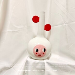 红耳朵花瓶陶瓷花瓶创意礼物鲜花仿真花干花有趣花瓶趣味装饰摆件