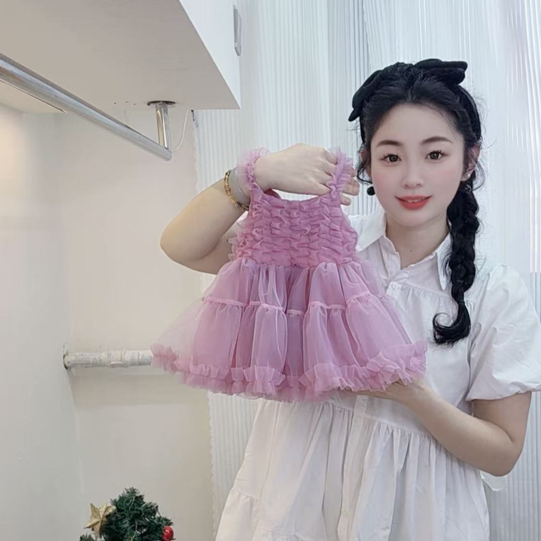 懒1）新款夏季女童甜美公主风蓬蓬吊带tutu连衣裙满月百天礼服