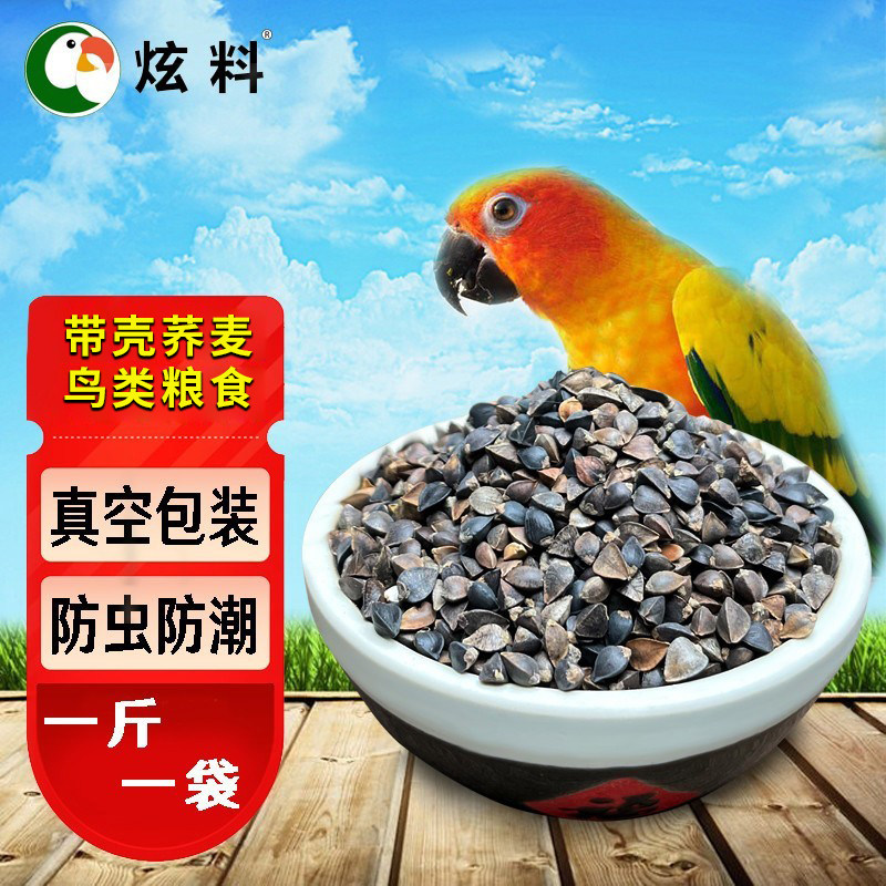 炫料鹦鹉粮带壳荞麦鹦鹉食物玄凤牡丹鸟粮鸟食仓鼠粮500克真空装