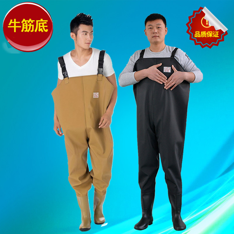 加厚下水裤鱼钓鱼防水防涉水裤捉鱼打鱼半身连体衣服水叉裤雨鞋