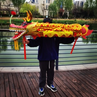 舞龙道具单人手举龙儿童学生成人舞蹈龙的传人表演道具单人群舞龙