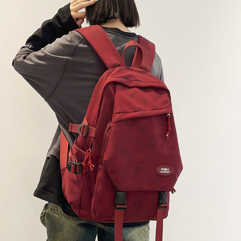 红鹮鸟高颜值暗纹书包初中女生大容量背包高中大学生旅行双肩包男