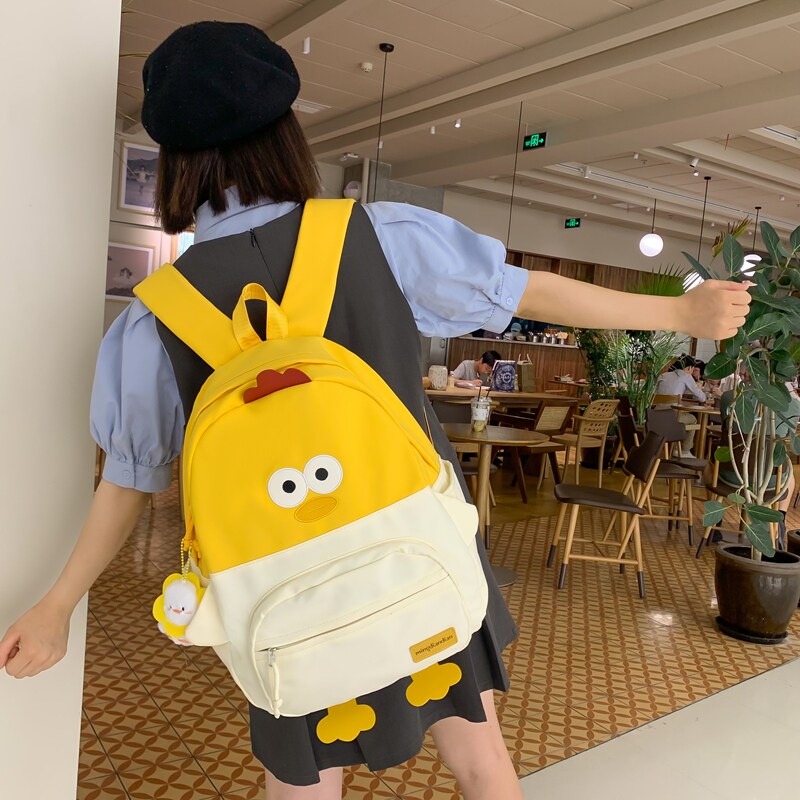 红鹮鸟卡通小鸡大容量双肩书包