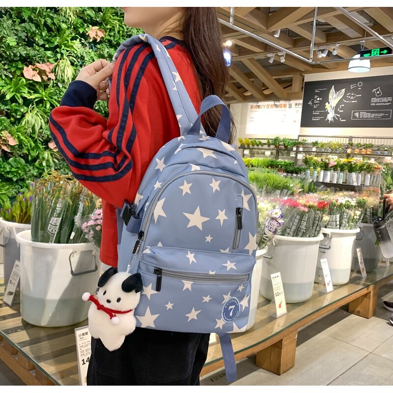 红鹮鸟日系ins小众学院风星星书包学生韩版双肩包森系简约背包
