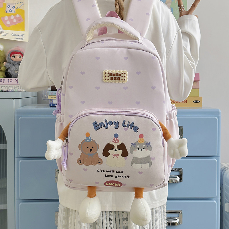 红鹮鸟韩系可爱卡通书包女初中生大学生高颜值双肩包休闲旅行背包