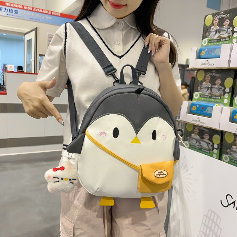 红鹮鸟可爱企鹅儿童轻便双肩包