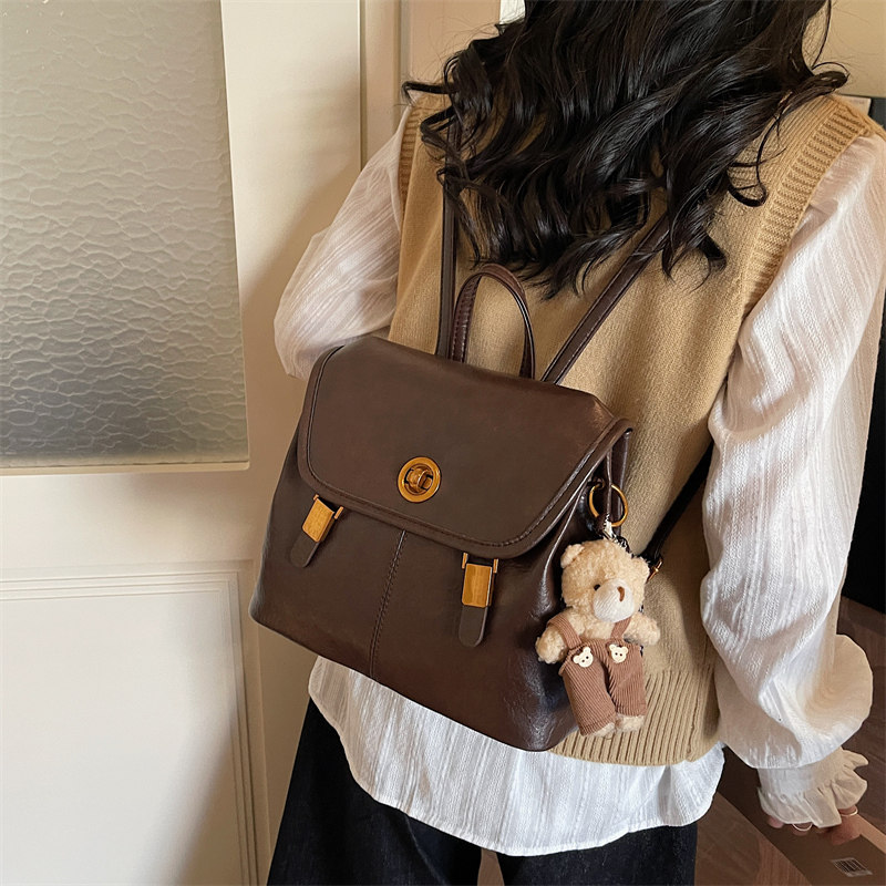 红鹮鸟复古学院风双肩包包2026女小众设计韩版ins手提背包