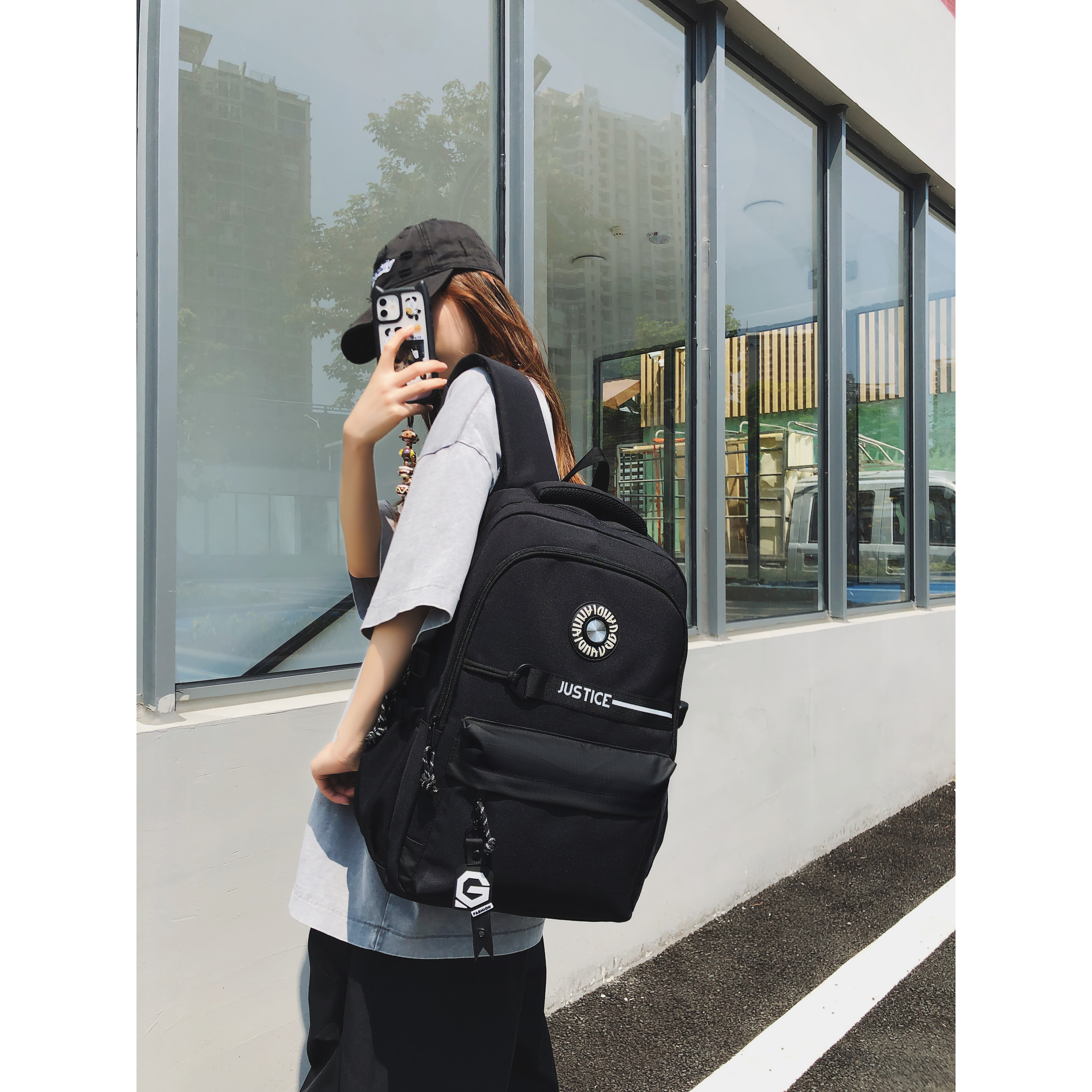 红鹮鸟简约百搭书包女生通勤轻便小背包初中生高中大学生双肩背包