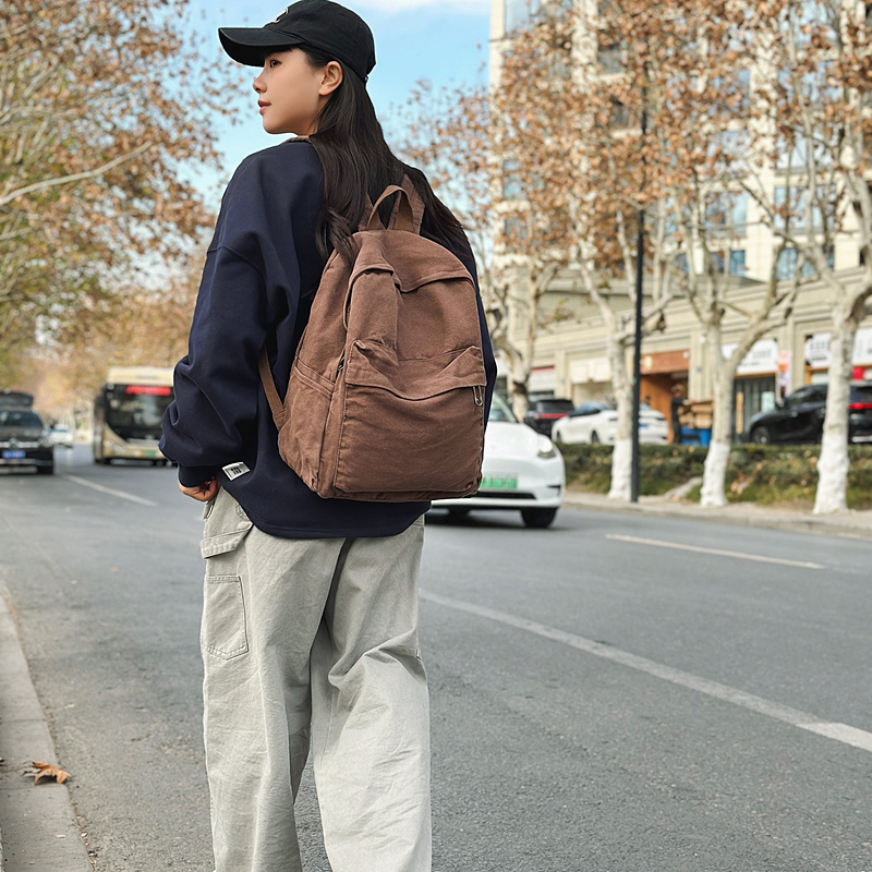 红鹮鸟书包男大学生ins日系百搭背包休闲旅行电脑包运动双肩包