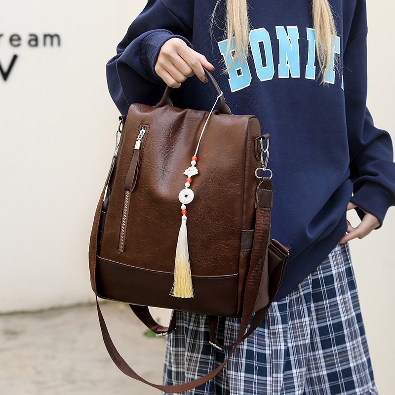 红鹮鸟通勤双肩包女时尚包包大学生书包简约质感旅行轻便手提单肩