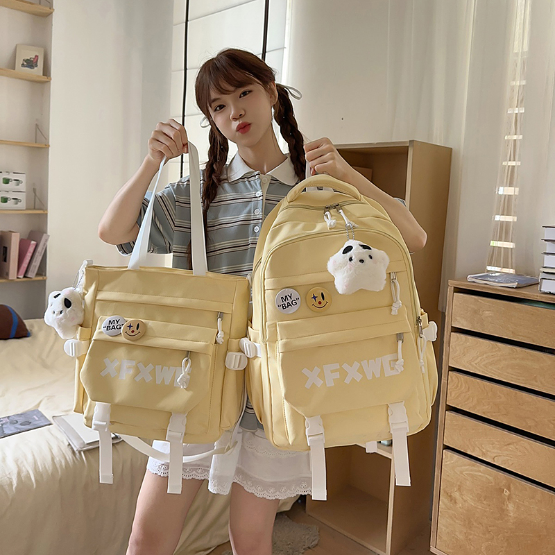 红鹮鸟新款初中女生高中生大容量双肩包大学生小学生单肩斜挎背包