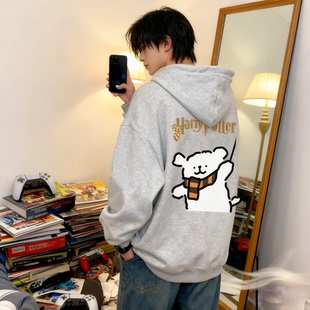 连帽卫衣男款加厚超火中性风穿搭酷感亚比风轻奢高级感外套春秋冬