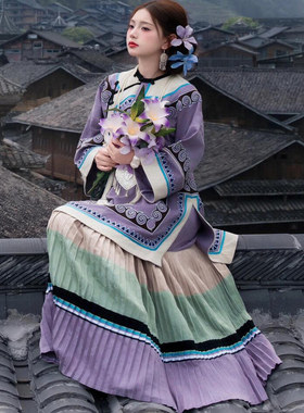笨笨蛇紫嫣提花手工棉麻彝族服装