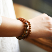 天然清香绿檀佛珠手串p128金刚菩提配饰文艺复古男女情侣木质手链