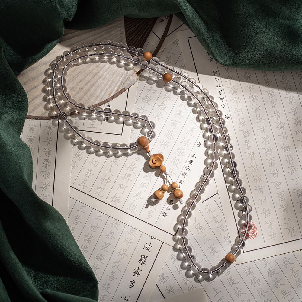 天然白水晶7A全净体108颗珠链