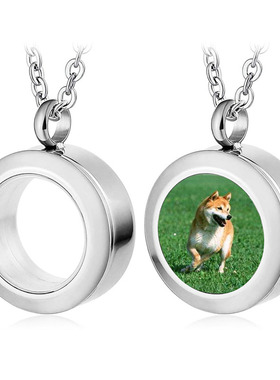 宠物骨灰圆形玻璃盒装牙齿吊坠