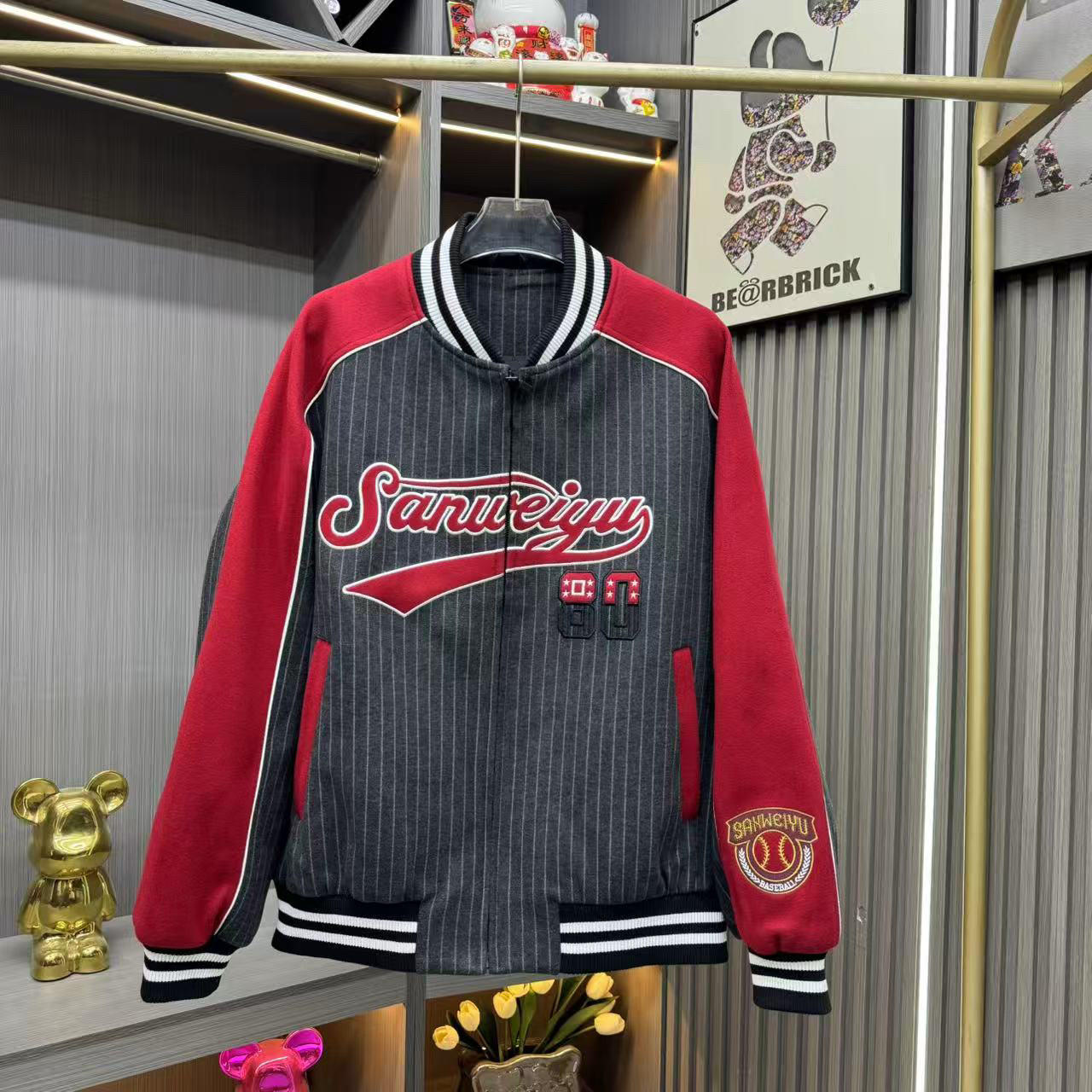 立领夹克男2026春秋新款男士潮流百搭棒球服机车刺绣拼色加厚外套