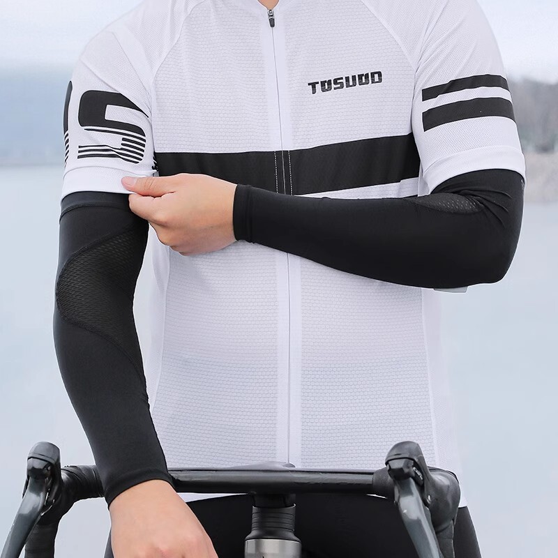 冰丝袖套防晒女防紫外线冰丝高级感男夏季自行车骑行护臂套透气款
