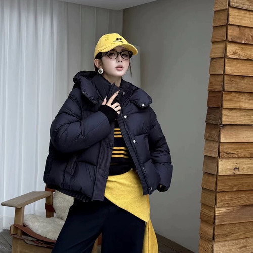 1988-泡芙针织门襟连帽泡芙短款溯源码保暖羽绒服外套HC针织泡芙