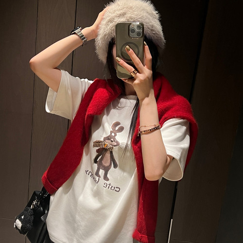 买手严选-泡菜馆-26年早春可爱卡通印花宽松短袖T恤WT5500