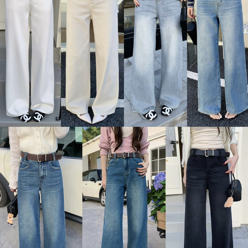 韩国原创-双车线弹力直筒裤款号后缀代表颜色牛仔裤(配腰带)32527