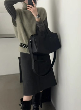 Hand made-级感叠穿高领拉毛针织马甲（含100绵羊毛）9.NIAN-N970