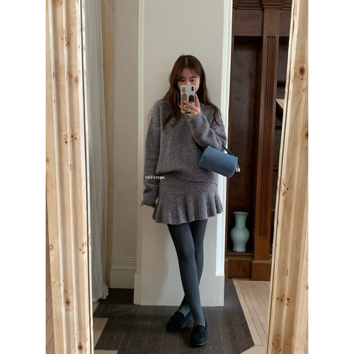 VIVIS TYPE-冬上新新款气质优雅两件套毛衣+半身裙套装3256#