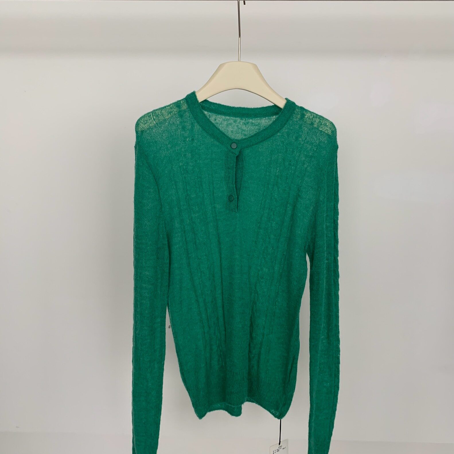 THXGIVING-韩版简约圆领系扣套头针织衫01509