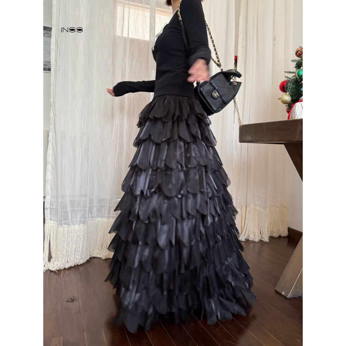 INSS-法式定制珠光羽翼设计感半身裙半身裙50885